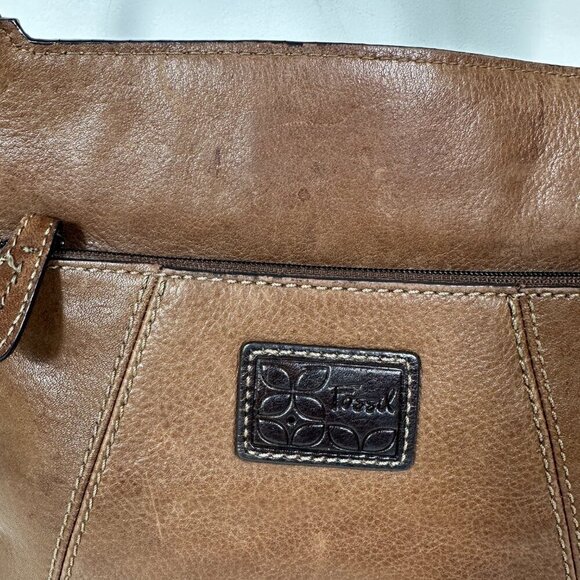 Fossil Brown Leather Saddle Crossbody Messenger Flap Bag - Picture 5 of 12